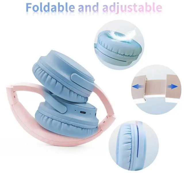 Alt view image 3 of 7 - Bluetooth Headphones Over Ear, Foldable Lightweight Wireless Headsets, HiFi Stereo, HD Microphone, 30H Playtime, Suitable for Mobile Phones, Computers, TVs, Games, Outdoors, Offices (Blue)
