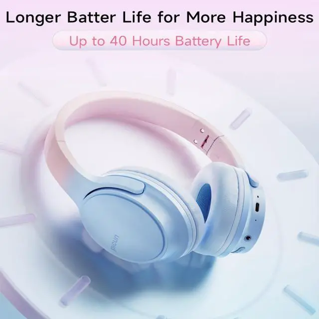 Alt view image 4 of 7 - Bluetooth Headphones Over Ear, Foldable Lightweight Wireless Headsets, HiFi Stereo, HD Microphone, 30H Playtime, Suitable for Mobile Phones, Computers, TVs, Games, Outdoors, Offices (Blue)