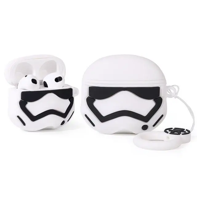 Alt view image 4 of 6 - (4Pack) Case for AirPods 3rd Generation Earbuds (2022), Silicone Charging Case Protective Cover with Cute Cartoon Skin Design for AirPods 3, with Carabiner