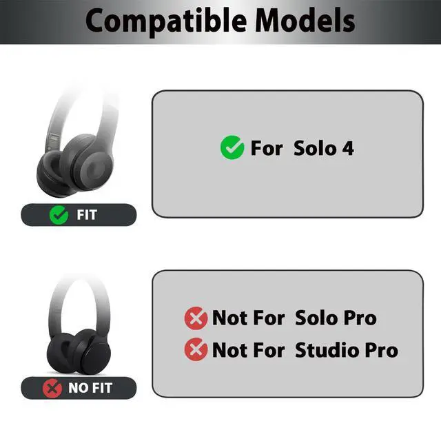 Alt view image 2 of 7 - Replacement Ear Pads Cushions for Beats Solo 4 On-Ear Headphones, Upgraded Cooling Gel Earpad Covers Replacement Parts for Beats Solo4, Softer Foam & Surface Material - Black