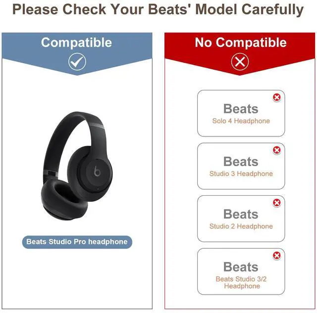 Alt view image 2 of 7 - Replacement Ear Pads Cover Compatible with Beats Studio Pro Over-Ear Headphone, Brown Ear Pads Cushions