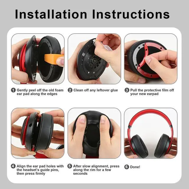 Alt view image 7 of 7 - Replacement Ear Pads Cover Compatible with Beats Studio Pro Over-Ear Headphone, Black Ear Pads Cushions