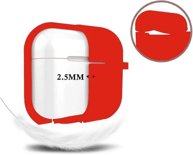 Alt view image 5 of 6 - Protective Case Cover for Airpods Pro Charging Case with Ear Tips 1 Pair Kit, Air Pods Silicone Case with Soft Cute Ball Pom Pom Keychain Kit Together with Ear Buds Tips 2&1 (X, Red)
