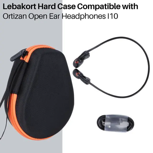 Alt view image 4 of 6 - Hard Carry Case Compatible with Ortizan Open Ear Headphones I10 | Lightweight & Carry, Dustproof Storage, Travel Friendly, Portable for Daily Use, Black+Orange Case
