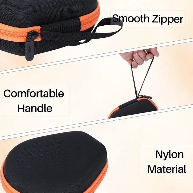 Alt view image 6 of 6 - Hard Carry Case Compatible with Ortizan Open Ear Headphones I10 | Lightweight & Carry, Dustproof Storage, Travel Friendly, Portable for Daily Use, Black+Orange Case