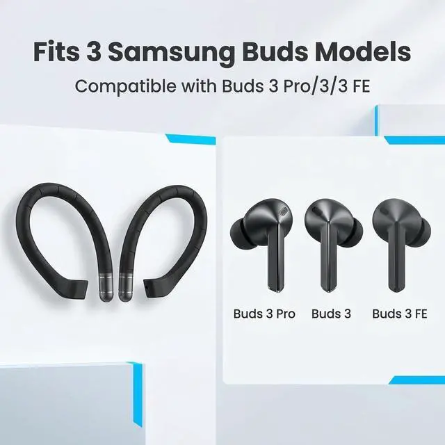 Alt view image 3 of 6 - Soft Silicone Ear Hooks for Samsung Galaxy Buds 3 Pro/3/3 FE, Anti-Slip Fit | Lanyard & Cleaning Cloth, Sports Ear Hooks Accessories for Galaxy Buds 3 Pro/3/3 FE