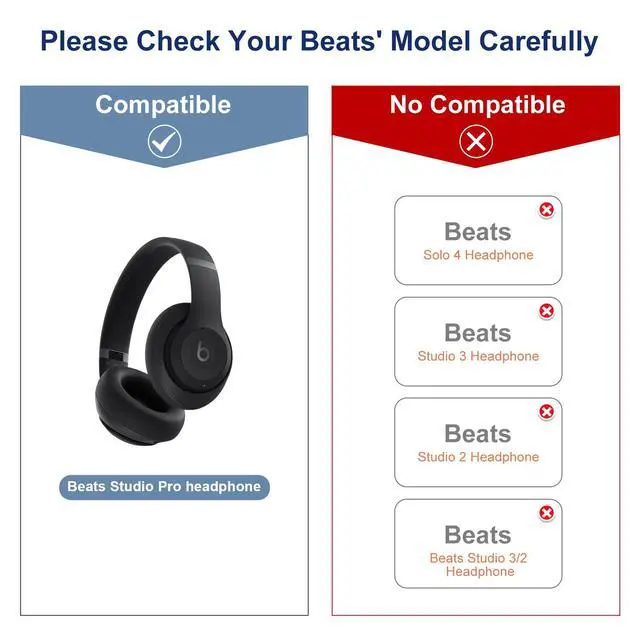 Alt view image 2 of 7 - Replacement Ear Pads Cover Compatible with Beats Studio Pro Over-Ear Headphone, Blue Ear Pads Cushions