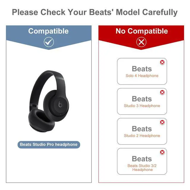 Alt view image 2 of 7 - Replacement Ear Pads Cover Compatible with Beats Studio Pro Over-Ear Headphone, White Ear Pads Cushions