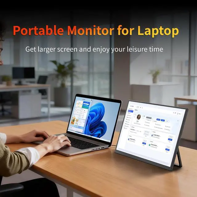Alt view image 5 of 7 - Portable Monitor 13.9" 3K QHD 3072x1920 350 Nits 72% sRGB USB-C HDMI Travel Monitor for Laptop PC PS4, Screen Extender with Kickstand, VESA Mountable