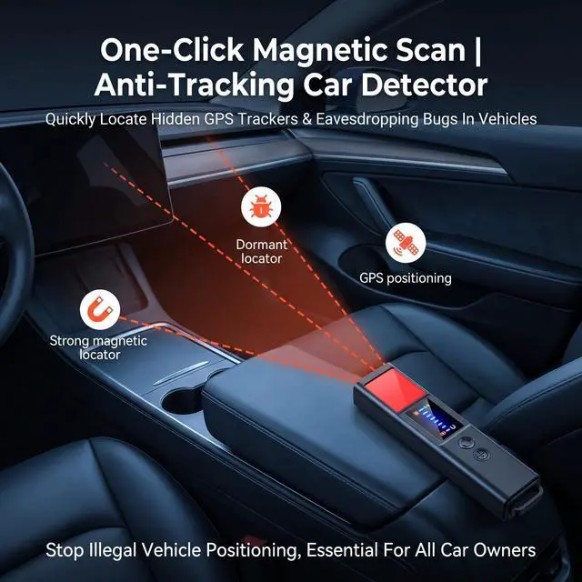 Alt view image 3 of 6 - Hidden Camera Detector, Portable RF Signal & Magnetic GPS Tracker Finder, Anti Spy Bug Detector for Hotel Travel Privacy Protection