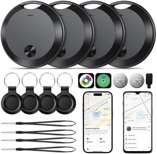 Main image of 2026 Air Tracker Tags Item Locator for Android & iOS Bluetooth Tracker Smart Tags Compatible with Apple Find My (iOS) & Google's Find Hub(Android) for Keys, Luggage, Wallet, Vehicles Black (4 Pack)