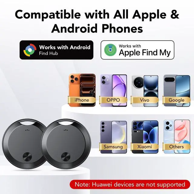 Alt view image 2 of 7 - 2026 Air Tracker Tags Item Locator for Android & iOS Bluetooth Tracker Smart Tags Compatible with Apple Find My (iOS) & Google's Find Hub(Android) for Keys, Luggage, Wallet, Vehicles Black (4 Pack)
