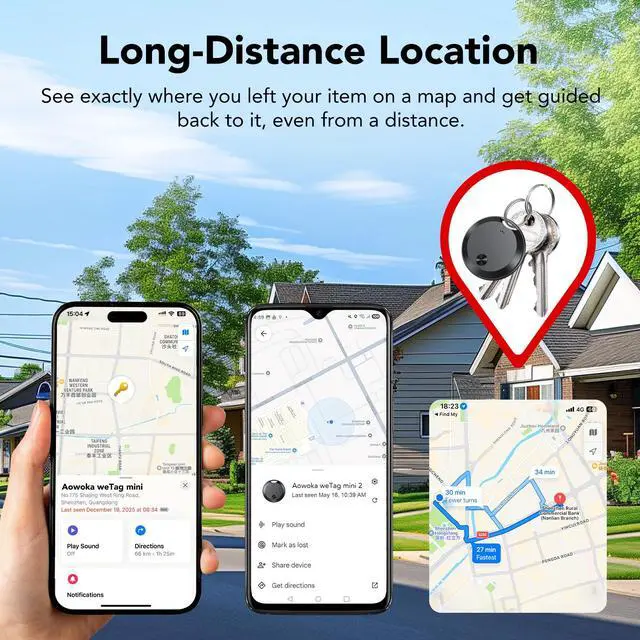 Alt view image 5 of 7 - 2026 Air Tracker Tags Item Locator for Android & iOS Bluetooth Tracker Smart Tags Compatible with Apple Find My (iOS) & Google's Find Hub(Android) for Keys, Luggage, Wallet, Vehicles Black (4 Pack)