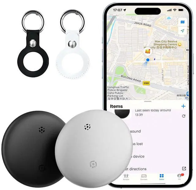 Main image of 2Pack Air Smart Tracker Tags for Apple Find My (iOS), Waterproof Bluetooth Item Finders Pets Locator Mini GPS Tracker for Dogs Keys Wallet Luggage No Monthly Fee Travel Anti-Lost Device for iPhone