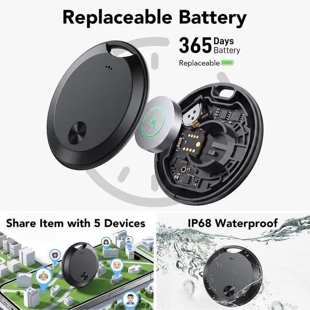 Alt view image 7 of 7 - 2026 Air Tracker Tags Item Locator for Android & iOS Bluetooth Tracker Smart Tags Compatible with Apple Find My (iOS) & Google's Find Hub(Android) for Keys, Luggage, Wallet, Vehicles Black (4 Pack)