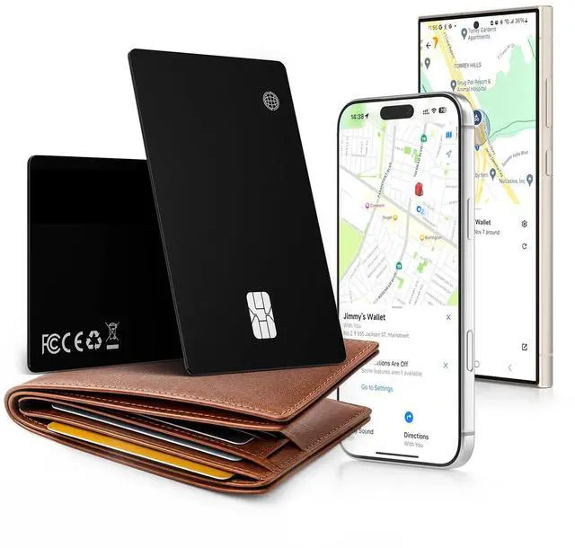 Main image of Dual-Platform Wallet Tracker Card, Wireless Rechargeable 0.07in Slim Tracking Card,Work with Apple Find My & Google's Find Hub, Item Locator, Credit Card Size Tracker, IP68 Waterproof, Keys, Bags