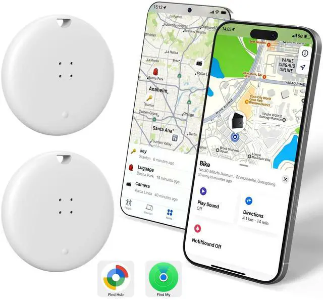 Main image of Bluetooth Smart Tracker Tags 2Pack, Item Finder for Apple Find My (iOS) & Google Find Hub (Android), Waterproof Locator with Replaceable Battery for Keys, Wallet, Bag, Luggage-White
