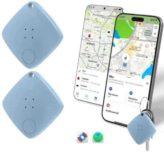 Main image of Air-Tracker Tags for Apple Find My (iOS) & Google Find Hub (Android), Dual-System Smart Tags Item Finder Device Locator for Key Luggage Wallet Waterproof Gift for Women-Blue, 2Pack