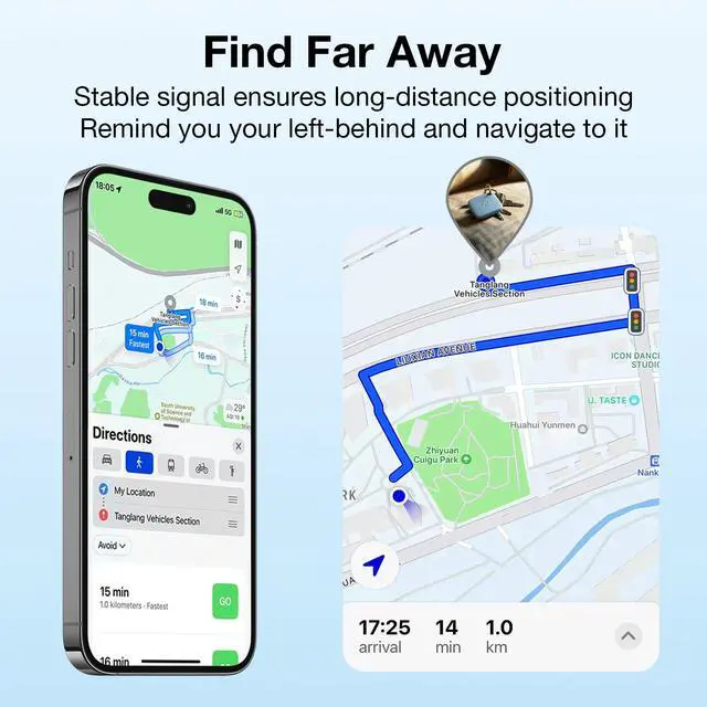 Alt view image 6 of 6 - Air-Tracker Tags for Apple Find My (iOS) & Google Find Hub (Android), Dual-System Smart Tags Item Finder Device Locator for Key Luggage Wallet Waterproof Gift for Women-Blue, 2Pack