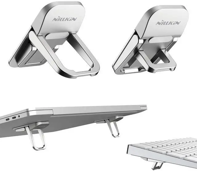 Main image of Computer Keyboard Stand for Desktop with 3 Adjustable Angles, Mini Laptop Feet, Flip Keyboard Riser Feet for Keyboards, Laptop Stand for MacBook, Dell, HP, Other 14-16 Inches, Silver