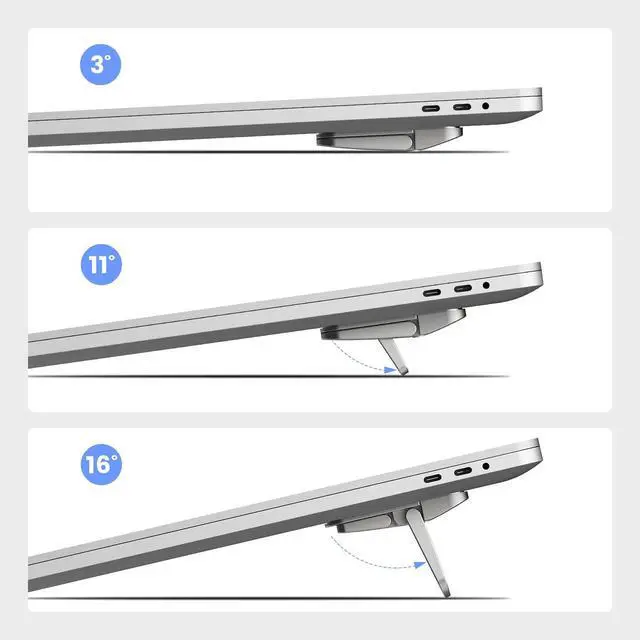 Alt view image 2 of 7 - Computer Keyboard Stand for Desktop with 3 Adjustable Angles, Mini Laptop Feet, Flip Keyboard Riser Feet for Keyboards, Laptop Stand for MacBook, Dell, HP, Other 14-16 Inches, Silver