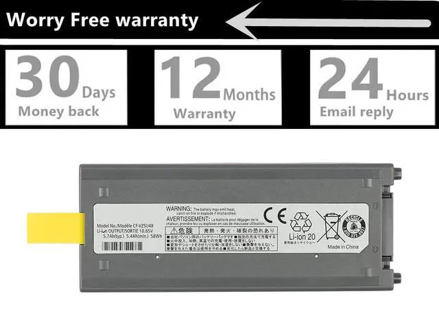 Alt view image 7 of 7 - CF-VZSU48U 10.65V 58Wh New Laptop Battery for Panasonic Toughbook CF19 CF-19 MK1 MK2 MK3 MK4 MK5 MK6 MK7 MK8 Series CF-VZSU28 CF-VZSU48 CF-VZSU48R CF-VZSU50 CF-VZSU58U