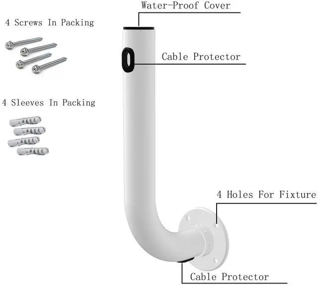 Alt view image 4 of 6 - Pole Mount, Electronics Pole for Outside Home Antenna Installation, 15inch Length., White
