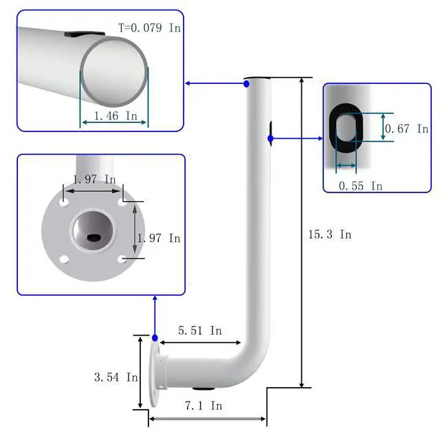Alt view image 3 of 6 - Pole Mount, Electronics Pole for Outside Home Antenna Installation, 15inch Length., White