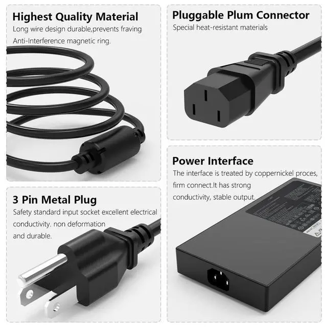 Alt view image 3 of 5 - 300W Charger Compatible with Lenovo Legion 5 5i 7 7i Pro Laptop | 16ARX8 16IRX8 16ACH6 16ITH6 16IRX9, ADL300SDC3A 20V 15A Slim Tip Power Supply