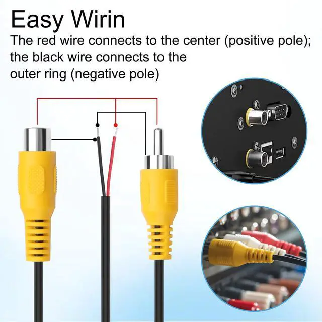 Alt view image 4 of 5 - 8 Pack Replacement RCA Male Female to Bare Wire Cable | RCA Plug Jack Connector Adapter to Open End Stripped Wire Pigtail Short Audio Video Cord for Repair Yellow 6 Inch