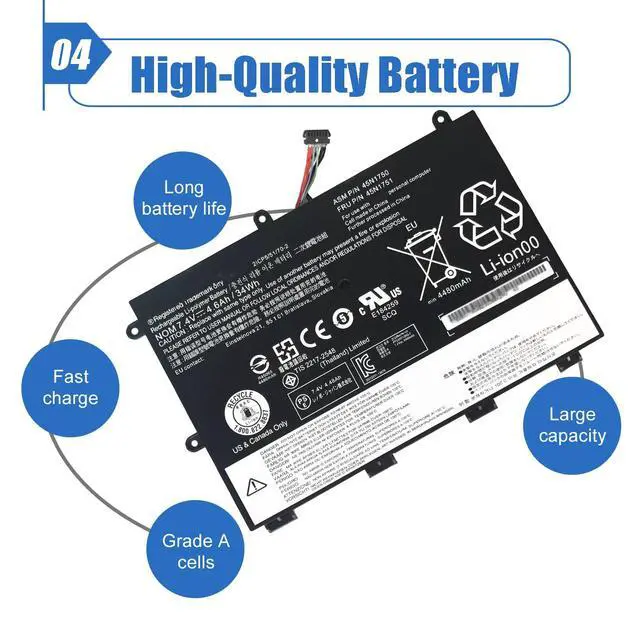 Alt view image 5 of 6 - 45N1750 Laptop Battery, 7.4V 34Wh 4600mAh 4-Cell Compatible with Lenovo ThinkPad Yoga 11E/ Yoga 11E Chromebook Series Notebook 45N1748 45N1749 45N1751