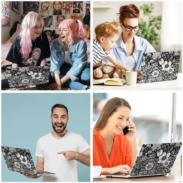 Alt view image 5 of 6 - Laptop Skin Decal HP 15.6" - Black White Botanical, Laptop Cover Sticker, No Cutting Required, No Bubble, Waterproof, Scratch Resistant - Including Wide Screen and Wrist Pad