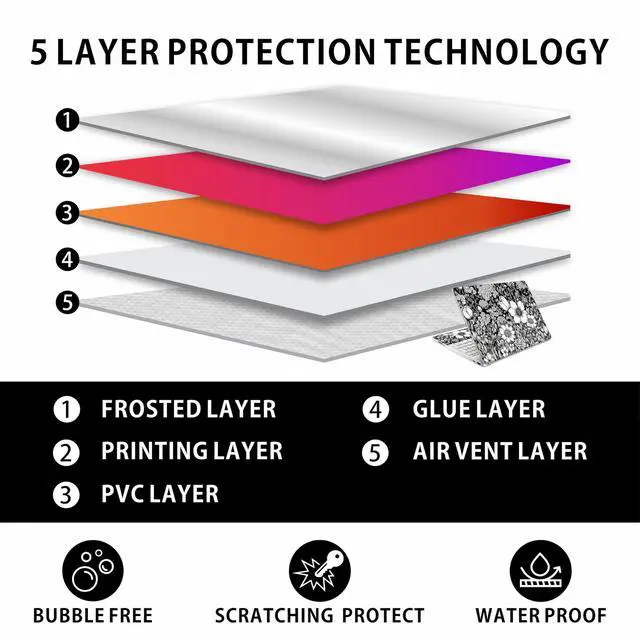 Alt view image 3 of 6 - Laptop Skin Decal HP 15.6" - Black White Botanical, Laptop Cover Sticker, No Cutting Required, No Bubble, Waterproof, Scratch Resistant - Including Wide Screen and Wrist Pad