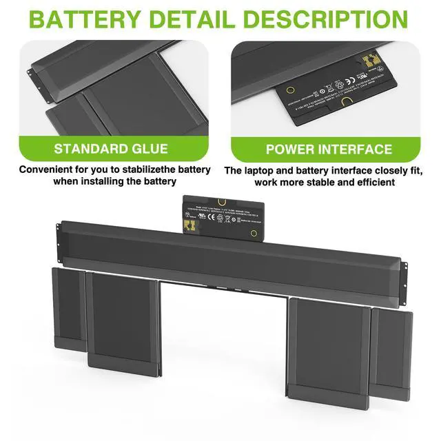 Alt view image 3 of 6 - A1437 Battery A1425 Laptop Battery Replacement for MacBook Pro Retina 13 inch A1425 (Late 2012 & Early 2013) EMC 2557 EMC 2672 MD101 MD102 MD212 MD213 ME662 11.21V 74Wh 6600mAh
