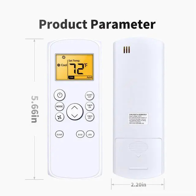 Alt view image 7 of 7 - RG57J4(B)/BGCEU1 Remote Control for Midea/Toshiba/Mirage Air Conditioner | MAW08S1JWT-B MAW12S1JWT-B MAW05R1JWT-B MAW06R1JWT-B