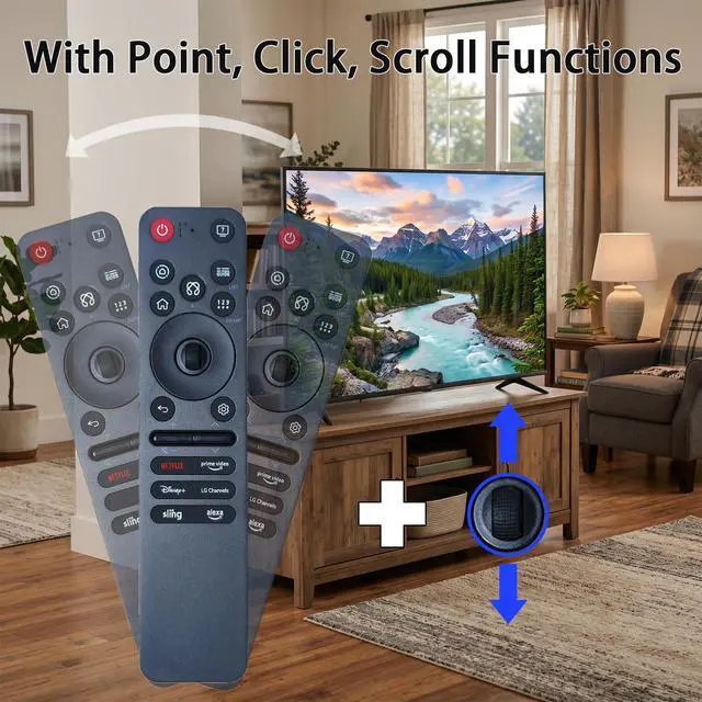 Alt view image 4 of 7 - Replacement Magic Remote for LG Smart TV with Voice & Pointer | Compatible with AN-MR25GA/MR24GA/MR23GA/MR22GA/MR21GA/MR19BA, AKB76039902, 2019-2025 WebOS, OLED QNED NanoCell UHD 4K 8K TVs