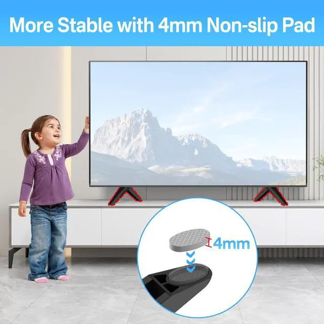 Alt view image 4 of 6 - TV Stand Compatible with Element TV Stand Legs No Wall Driling, Anti-Slip TV Feet for Element Roku TV Legs Replacement Easy to Install