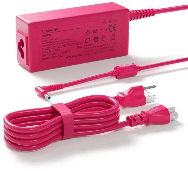 Main image of 45W Pink Laptop Charger for HP Computer Smart Blue Tip Power Cord | Pavilion X360,Stream 11 14,Spectre 741727-001,213349 001 009 109 209,L25296 001 002 003 004,19.5V 2.31A