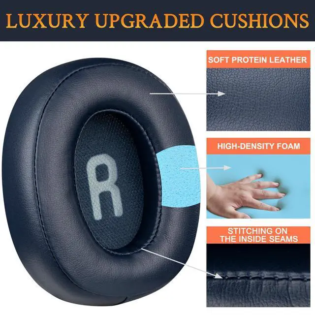 Alt view image 6 of 7 - Replacement Kit for JBL Tune 700BT/710BT/720BT/750BTNC/760NC/770NC Headphones, Protein Leather Ear Pads + Headband - Navy Blue