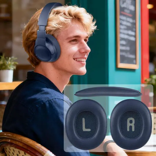 Alt view image 5 of 7 - Replacement Kit for JBL Tune 700BT/710BT/720BT/750BTNC/760NC/770NC Headphones, Protein Leather Ear Pads + Headband - Navy Blue