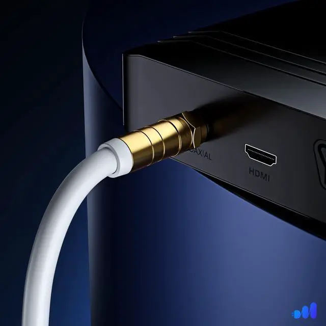 Alt view image 2 of 6 - RG6 Coaxial Cable 8 Ft, Quad Shielded, White, CL3, Flexible | Flexible PVC jacket bends easily around tight corners and behind wall-mounted TV installations