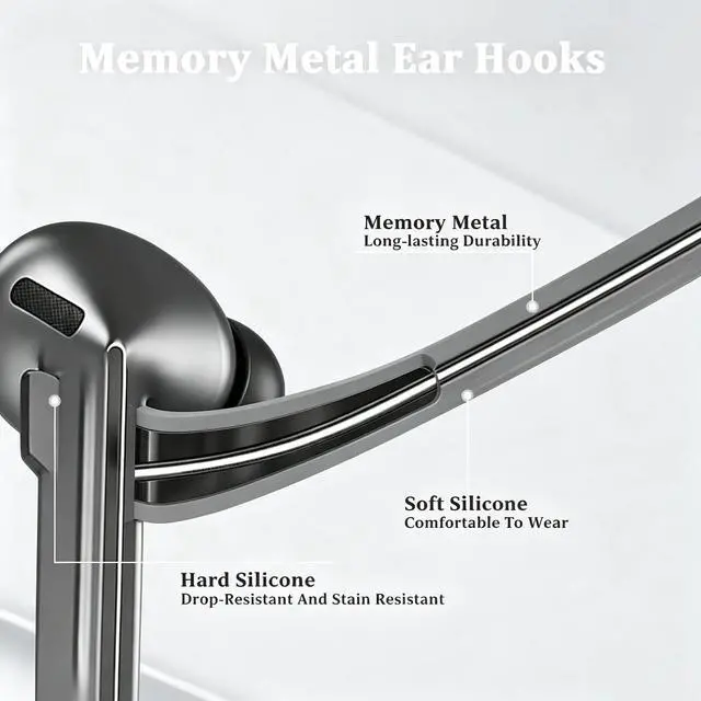 Alt view image 3 of 6 - Titanium Alloy Ear Hooks for Samsung Galaxy Buds 3 Pro & Buds 3 | Silicone Sports Ear Hooks with Anti-Lost Lanyard & 3in1 Cleaning Kit, Secure Fit for Running, Gym, Cycling & Workout, Black