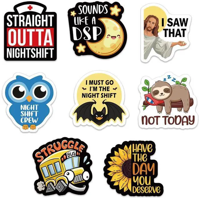 Main image of 80 Pcs Funny Nightshift Nurse Stickers 2'' for Duty Nurse Doctor Assistant Medical Staff - Gifts Decals for Water Bottle Laptop Luggage Phone