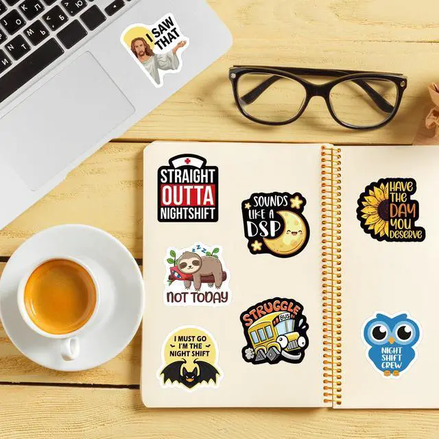 Alt view image 4 of 6 - 80 Pcs Funny Nightshift Nurse Stickers 2'' for Duty Nurse Doctor Assistant Medical Staff - Gifts Decals for Water Bottle Laptop Luggage Phone