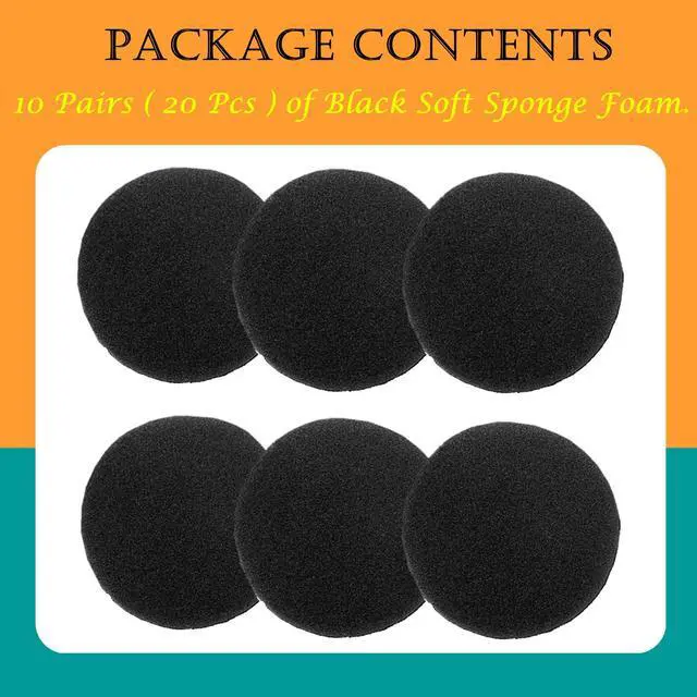 Alt view image 6 of 6 - 10 Pairs Sponge Foam Ear Pads Replacement for Panasonic RP-HT21 Headsets | Ear Cushion Earpads with High Density Foam - 50MM (Black)