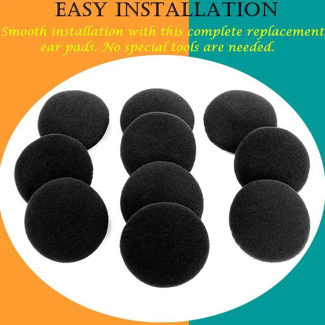 Alt view image 4 of 6 - 10 Pairs Sponge Foam Ear Pads Replacement for Panasonic RP-HT21 Headsets | Ear Cushion Earpads with High Density Foam - 50MM (Black)