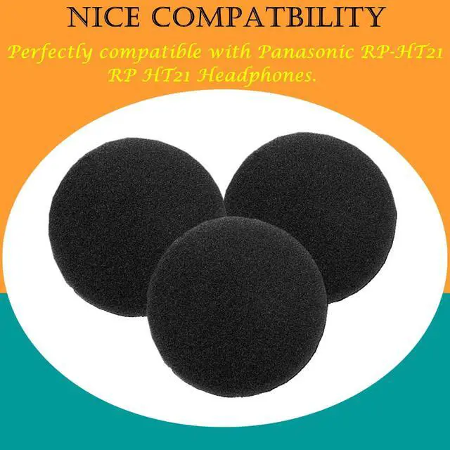 Alt view image 2 of 6 - 10 Pairs Sponge Foam Ear Pads Replacement for Panasonic RP-HT21 Headsets | Ear Cushion Earpads with High Density Foam - 50MM (Black)