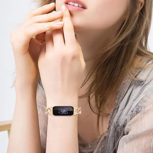 Alt view image 7 of 7 - Bling Metal Band Compatible with Fitbit Inspire 3, Luxury Stainless Steel Dressy Replacement Bracelet Strap, Adjustable Jewelry Wristband