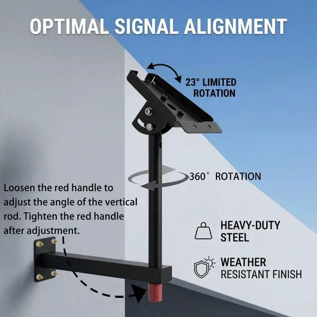 Alt view image 3 of 7 - Starlink Gen 3 Mount, Full Direction Control with Base Rotation Top Tilt and Telescoping Support Arm, Heavy Duty Wall Bracket for Starlink Standard 4/4X/Gen 3 Dish (16.5in)