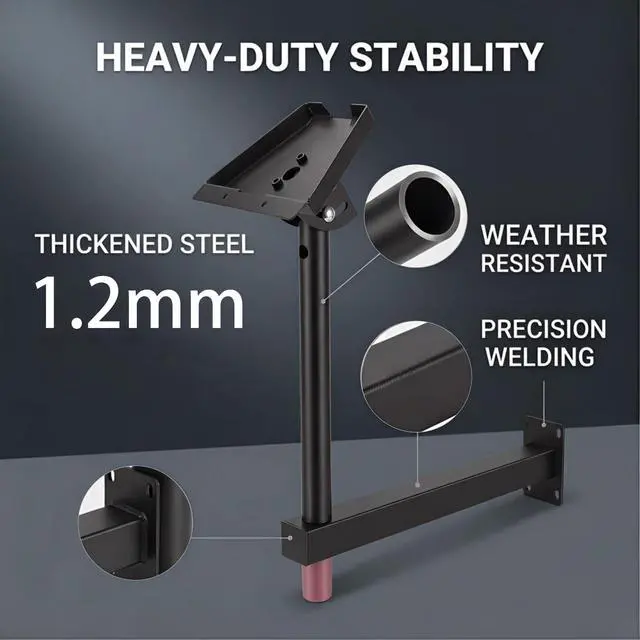 Alt view image 4 of 7 - Starlink Gen 3 Mount, Full Direction Control with Base Rotation Top Tilt and Telescoping Support Arm, Heavy Duty Wall Bracket for Starlink Standard 4/4X/Gen 3 Dish (16.5in)